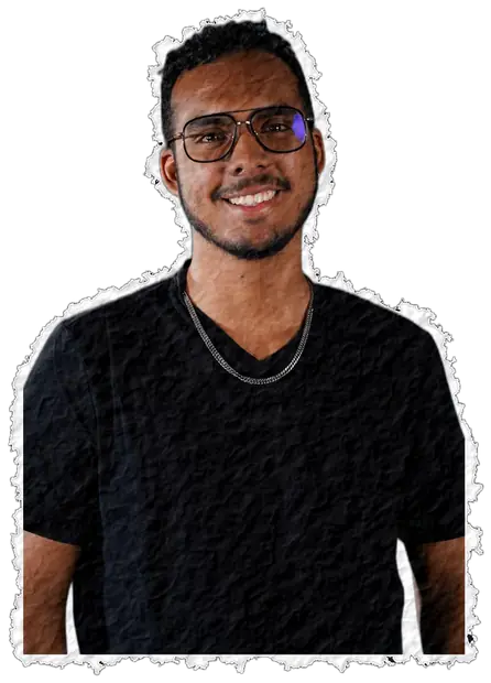 Studio portrait of Sebastian smiling